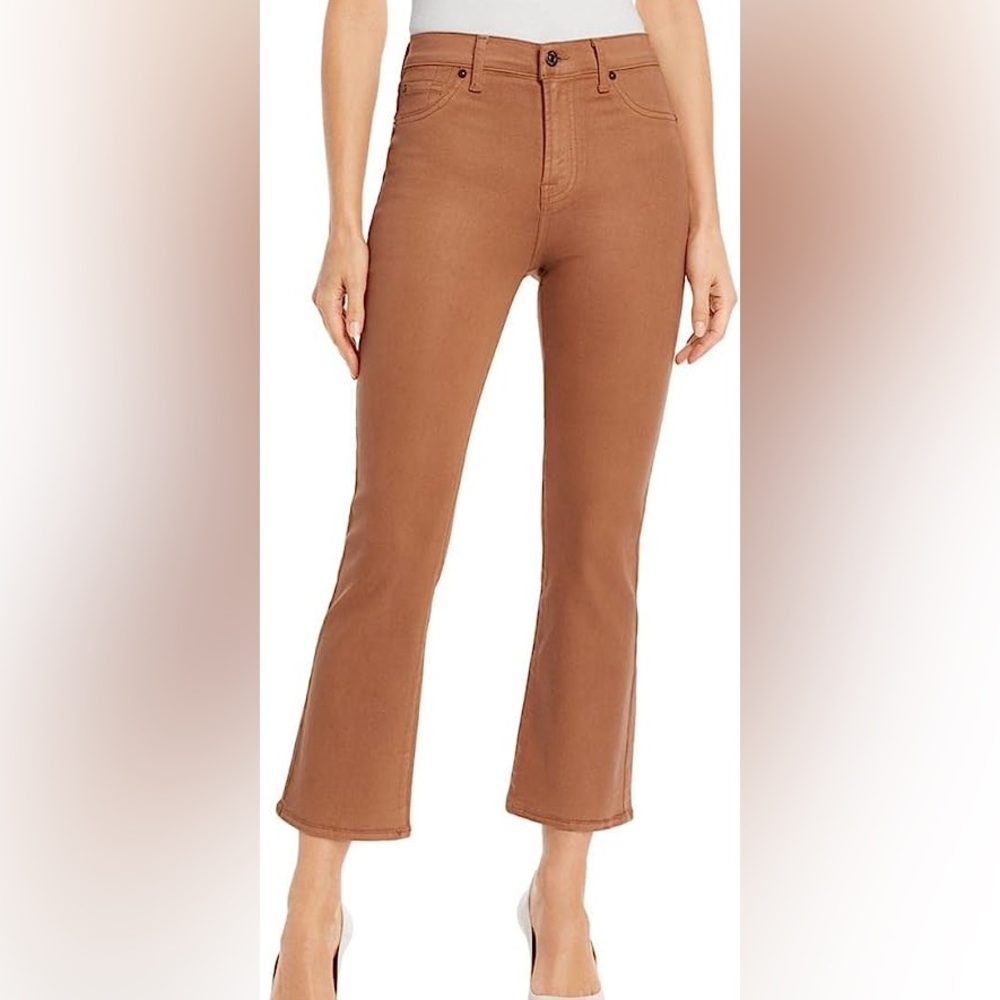7 FOR ALL MANKIND high waist slim kick in coated copper